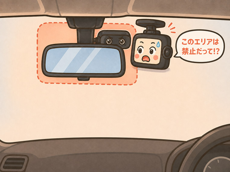 ドラレコ取り付け禁止エリアが存在する